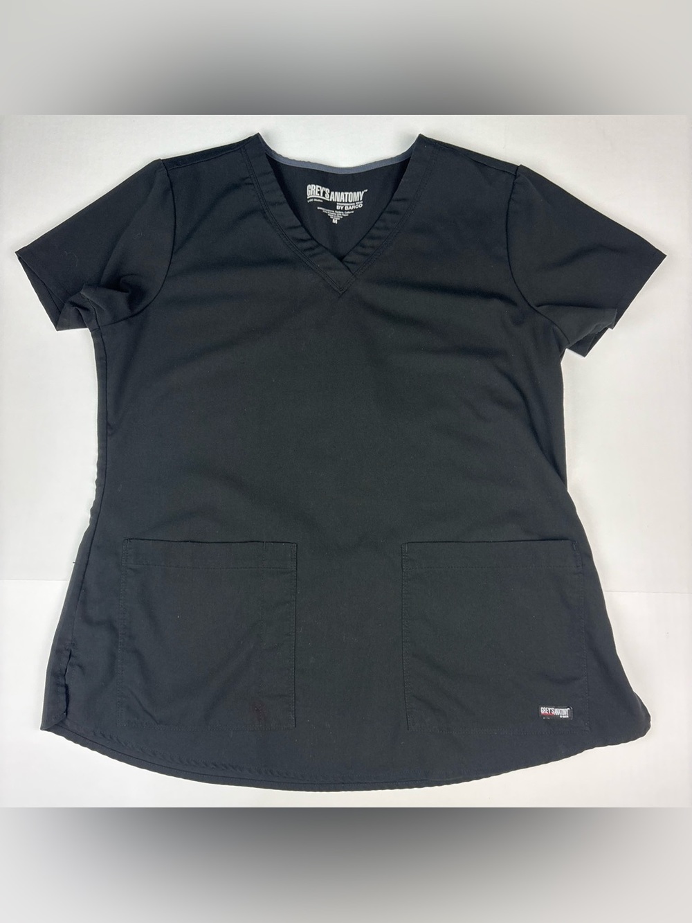 Grey’s Anatomy by Barco Women Medium Scrub Top Solid Black Polyester Rayon Nurse